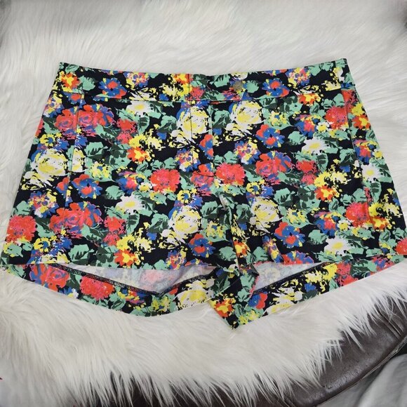 Floral Print Stretch Shorts – by J.Crew Green Black Summer Cotton Blend Sz 8 - Picture 8 of 8